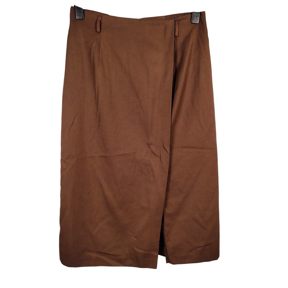 NWT Womens SZ 16 Part One Wrap Front Midi Skirt Chocolate Brown Dark Academia